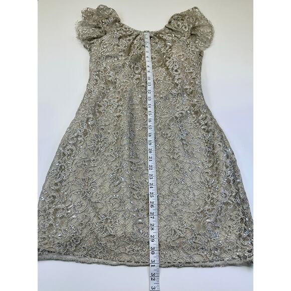 Free People Beige & Silver Lace Mini Dress Size Small - Picture 11 of 12